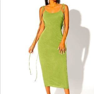 Green low back dress